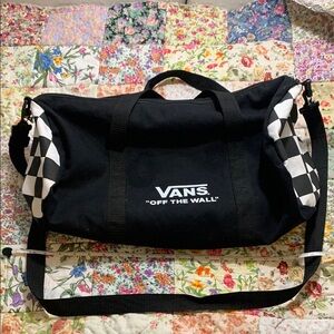 Vans Black Duffel Bag with Checkered Accents